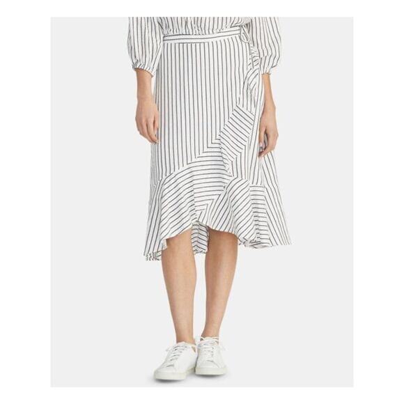 Rachel Roy Women's Esta Metallic Stripe Asymmetrical Faux Wrap Skirt Size 10 - Picture 1 of 13